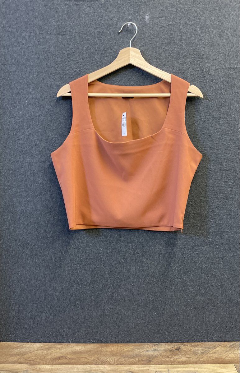 NWT Express Women's Rust Square Neck Sleeveless Cropped Top Tank Sz L