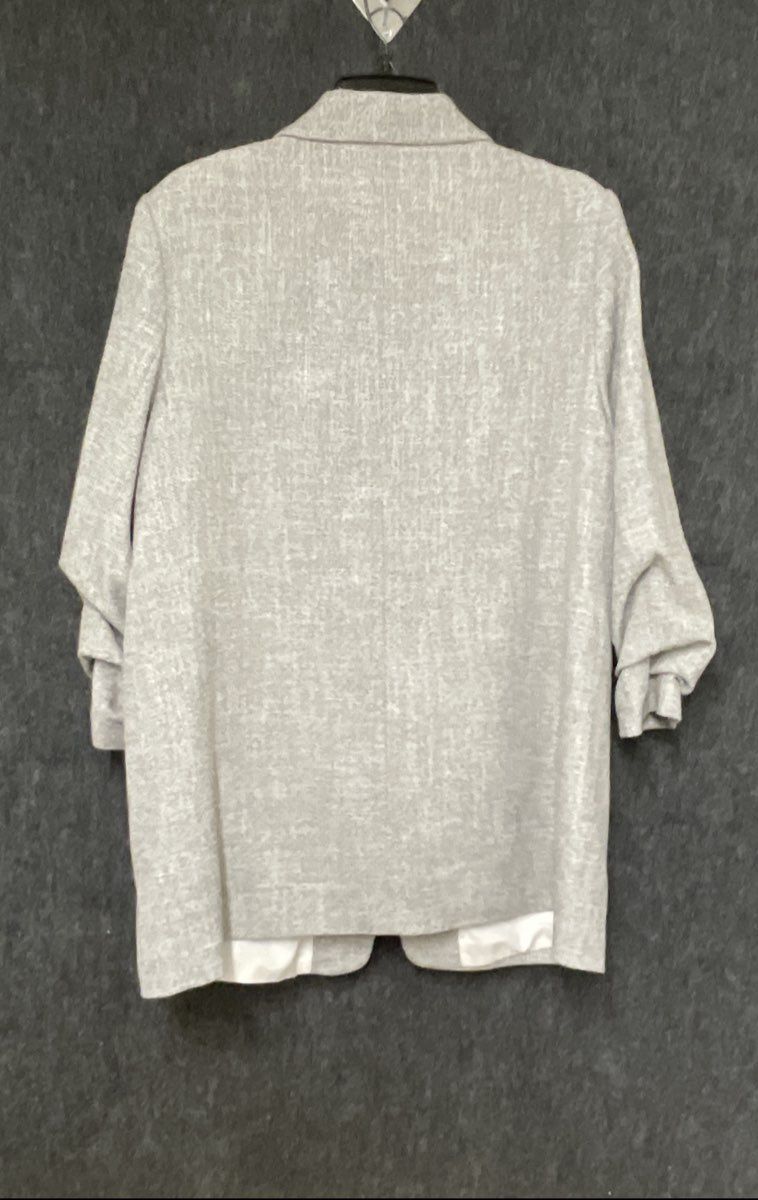 H&M Women's Heathered Gray Ruched Cuff Single Button Textured Blazer Size L