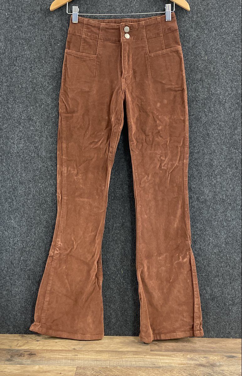 Lucky Brand Stevie High Rise Flare Corduroy Pants Brown Women's Sz 2/26 R