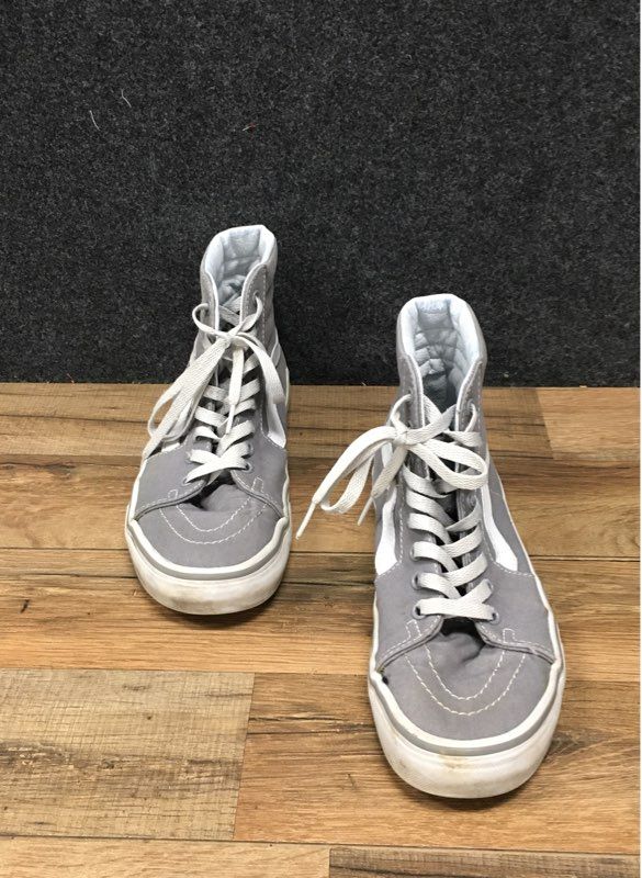 Vans Sk8-Hi Grey White Canvas Suede High Top Skate Shoes Men's 7.5 Women's 9