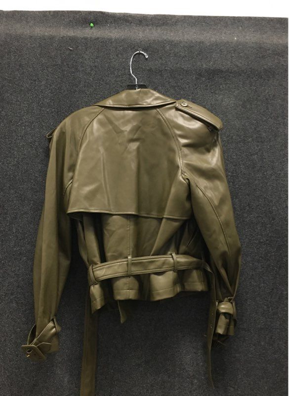 INC International Concepts Women's Olive Faux Leather Moto Jacket NWT Sz L