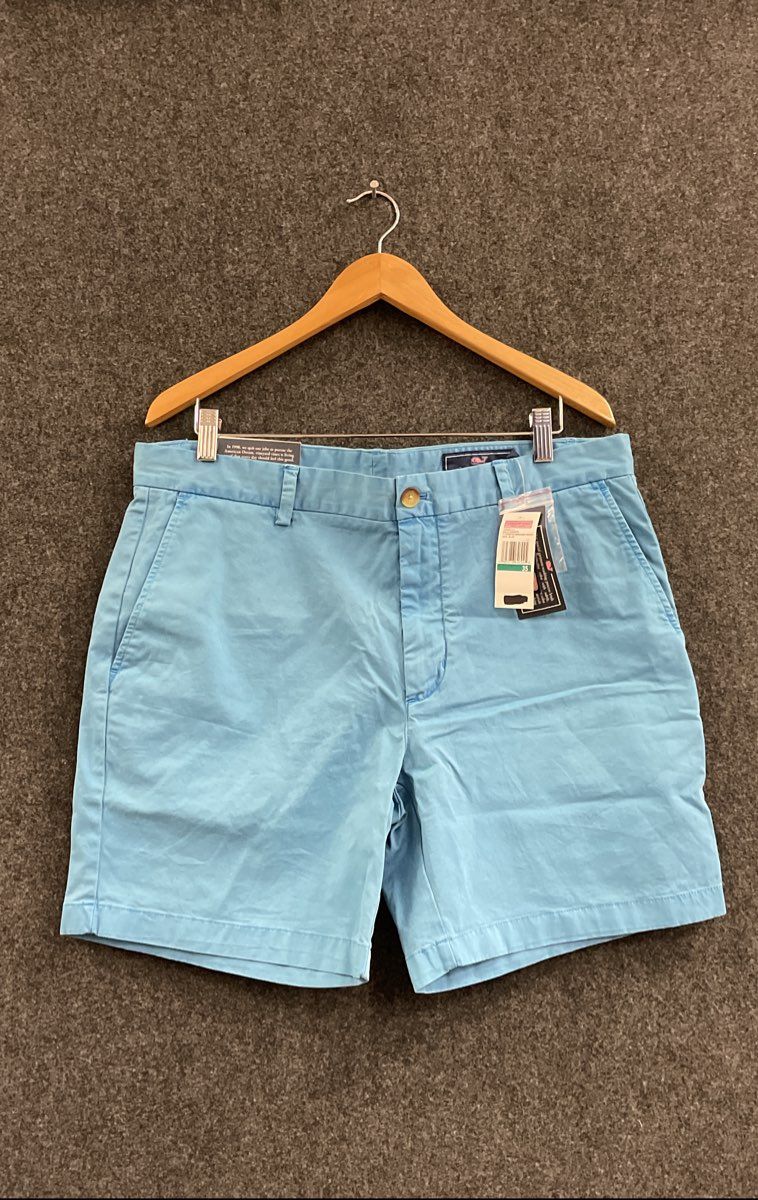 Vineyard Vines Men's Light Blue 7" Breaker Shorts Cotton Stretch NWT Sz 35