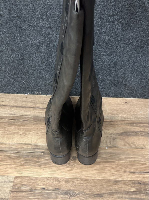 G.H. Bass Franny Grey Leather Tall Riding Boots Women's Size 9