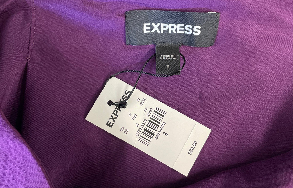 Express Women's Purple Satin Pleated Draped Skirt Sz 8 NWT