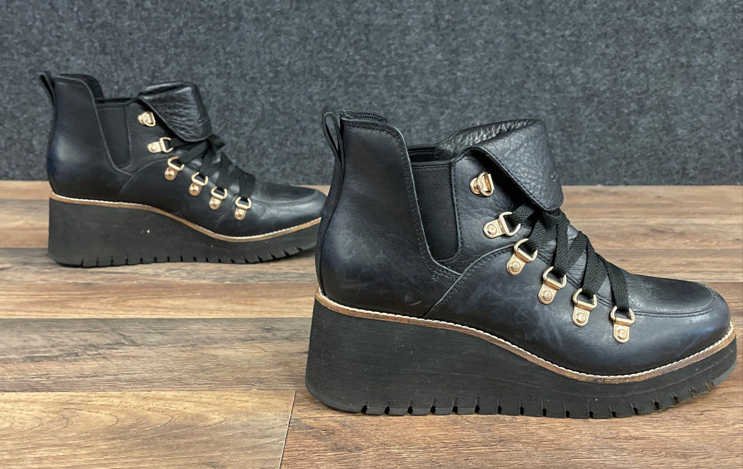 Cole Haan Zerogrand Explorer Hiker Black Leather Boots Women's 8B