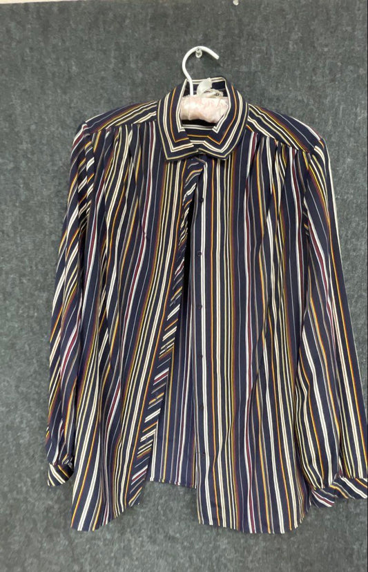 Vintage 80s Contessa Monique by Florence Alper Women's Striped Blouse Sz 14