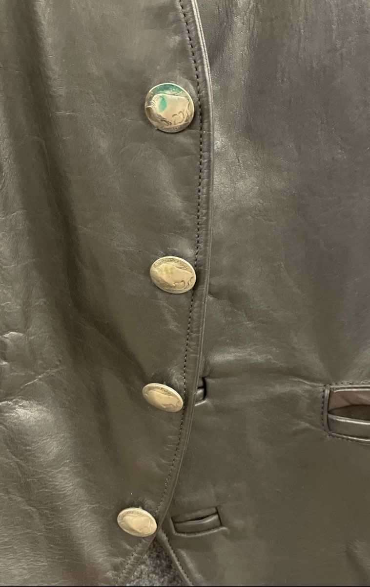 Sea Dream Leather Men's Black Vest Buffalo Nickel Buttons Vintage 90s Size 44