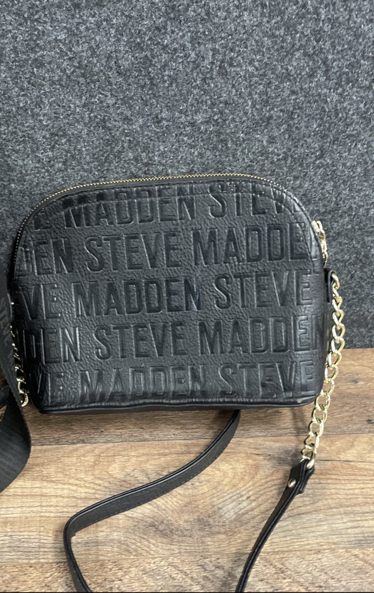 Steve Madden Black Embossed Logo Crossbody Handbag Purse Lot of 2