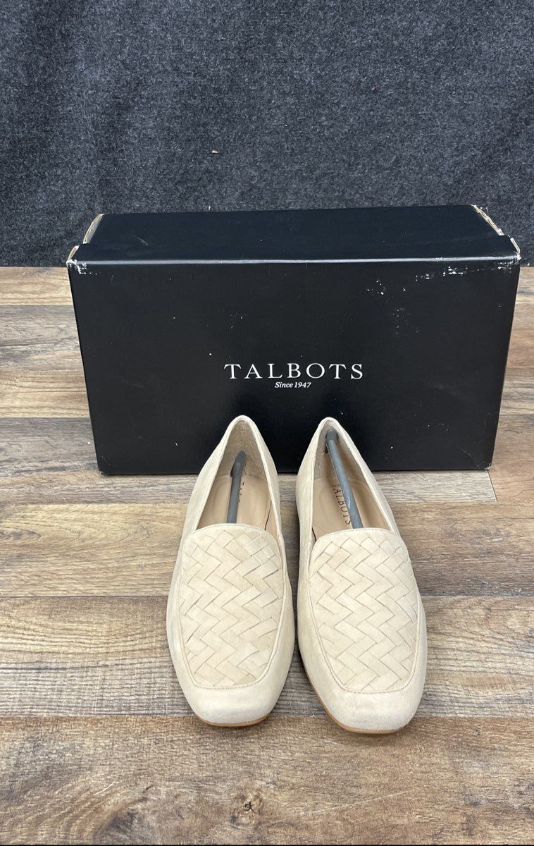 Talbots Stella Woven Light Toffee Suede Loafers Flats Women's Size 5.5M