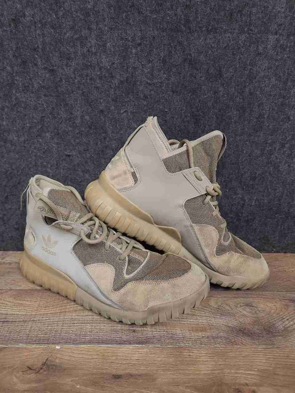 Adidas Tubular X Hemp Tan Khaki Suede Mesh High Top Sneakers Men's Size 11