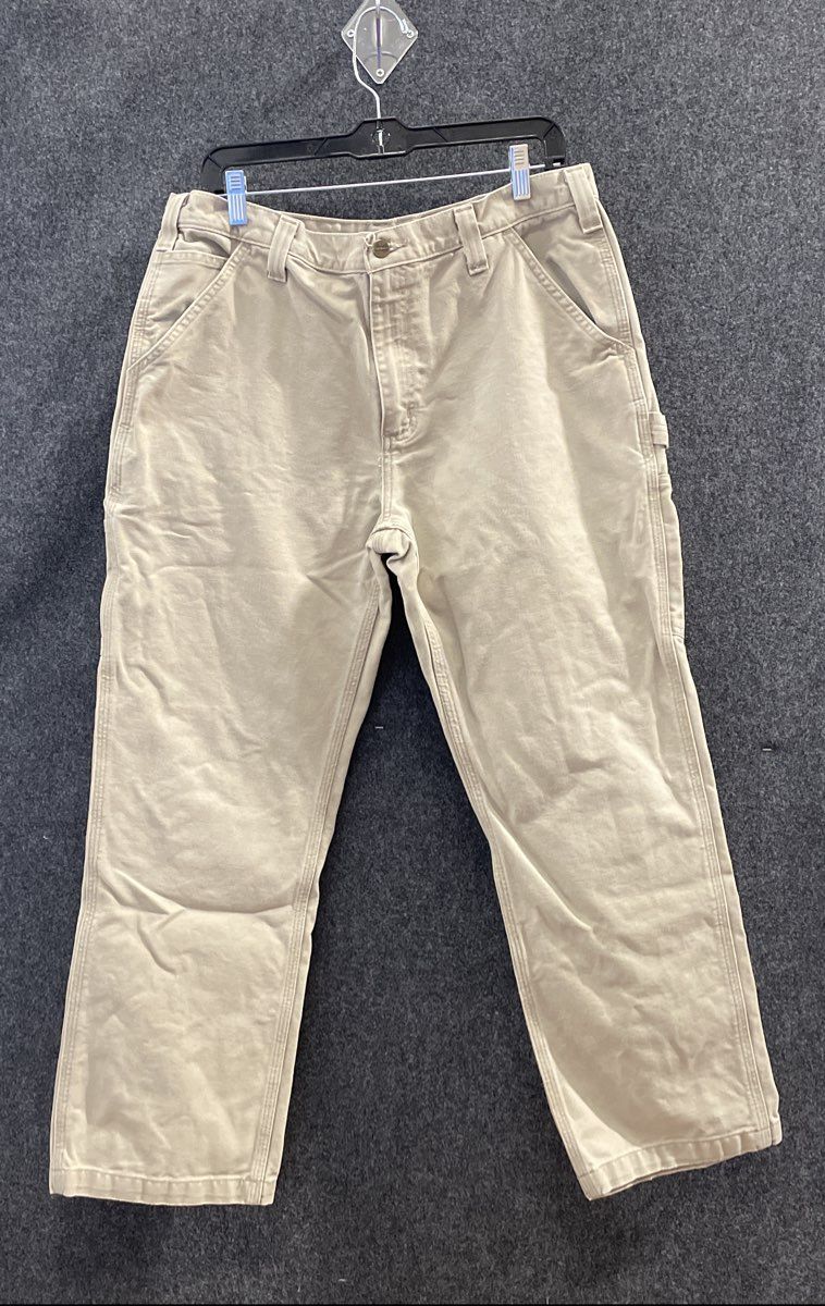 Carhartt Men's Khaki Relaxed Fit Washed Duck Dungaree Carpenter Pants Sz 36x30