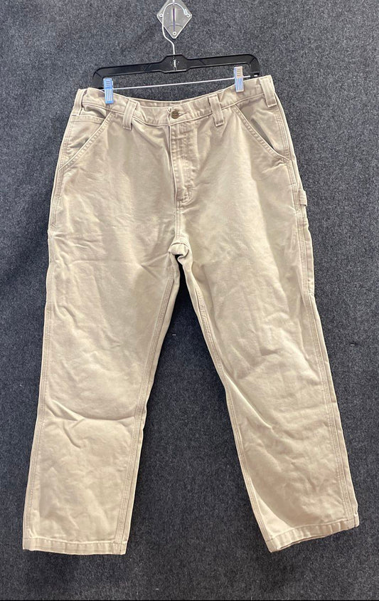 Carhartt Men's Khaki Relaxed Fit Washed Duck Dungaree Carpenter Pants Sz 36x30