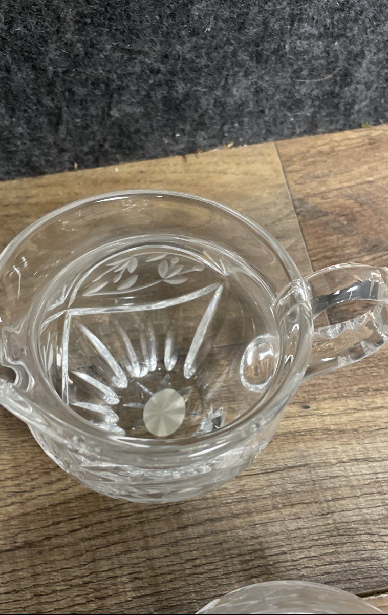 Crystal Glassware 4 Piece Lot Gorham Sugar Creamer Mikasa Vase Bowl Vintage