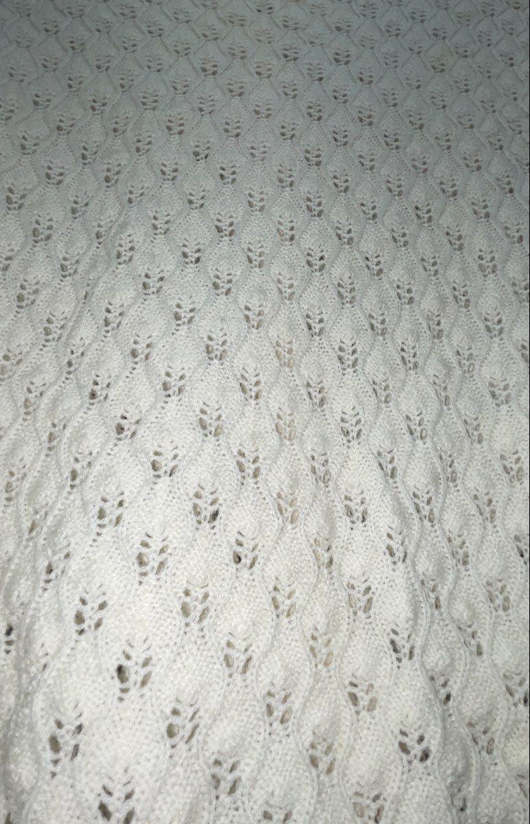 Vintage 60s Boepple White Pointelle Knit Cardigan Sweater Orlon Acrylic Sz M
