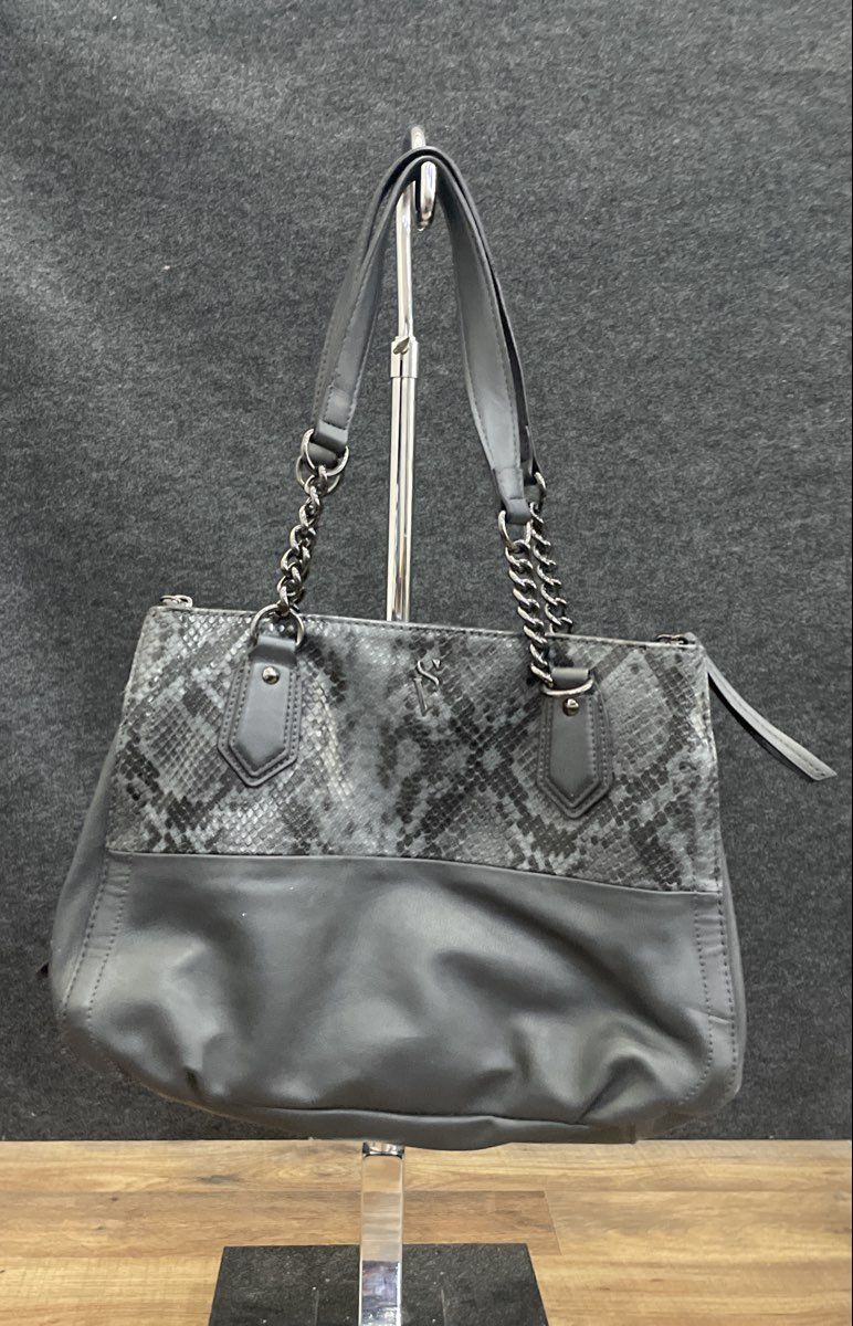 Simply Vera Vera Wang Grey Snakeskin Print Shoulder Bag Tote Gunmetal Hardware