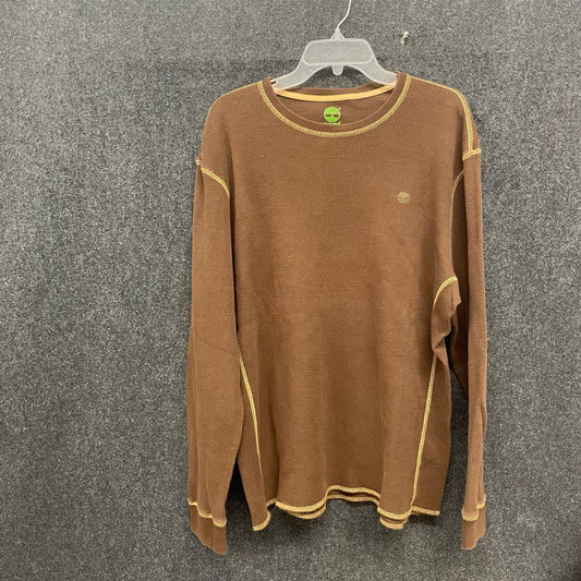 Timberland Men's Brown Waffle Knit Long Sleeve Thermal Shirt Size XL