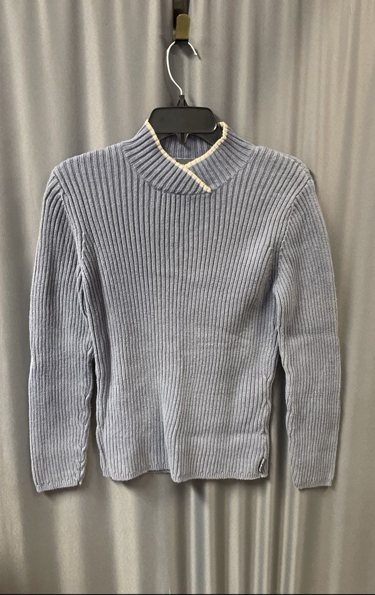 Woolrich Women's Blue Ridge Ribbed Mock Neck Sweater Ramie Cotton Blend Sz M