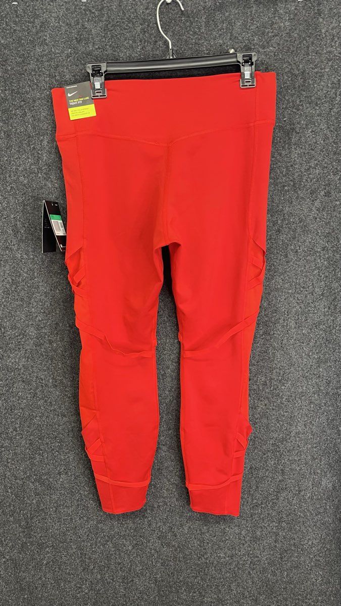 Nike Women's One Luxe 7/8 Leggings Red Strappy Mid Rise Dri-FIT NWT Sz XL