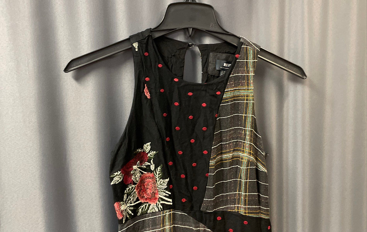 Maeve Anthropologie Women Mixed Fabric Floral Plaid Polka Dot Dress Size 4
