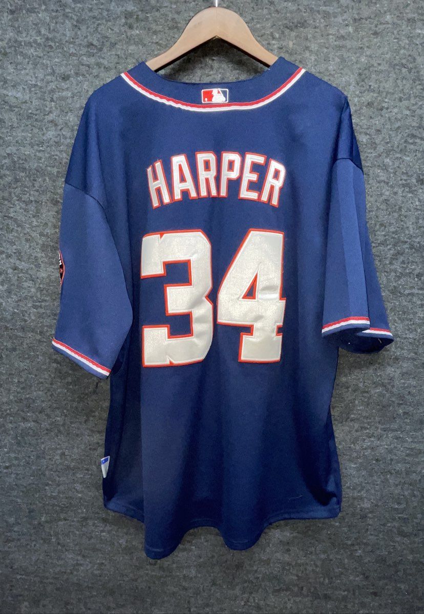 Vintage 2010s Washington Nationals Bryce Harper #34 Jersey Majestic Sz 56