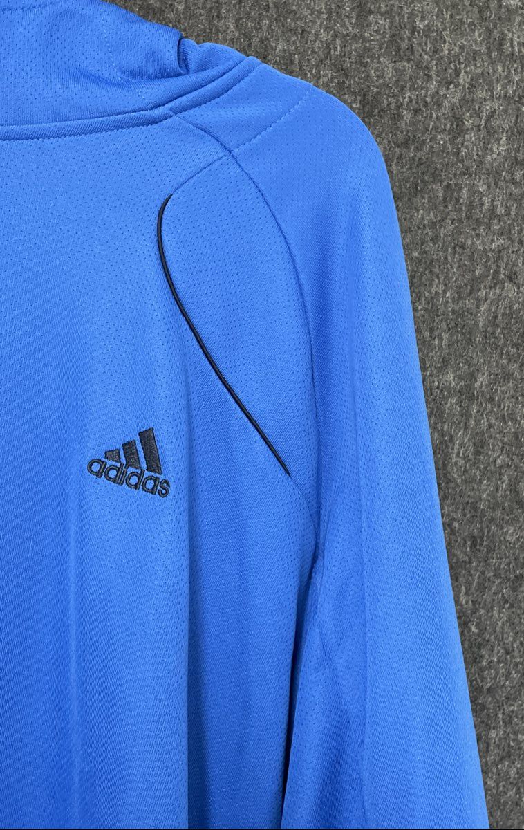 Adidas Men's Blue Pullover Hoodie Black Side Panels Athletic Sz XL