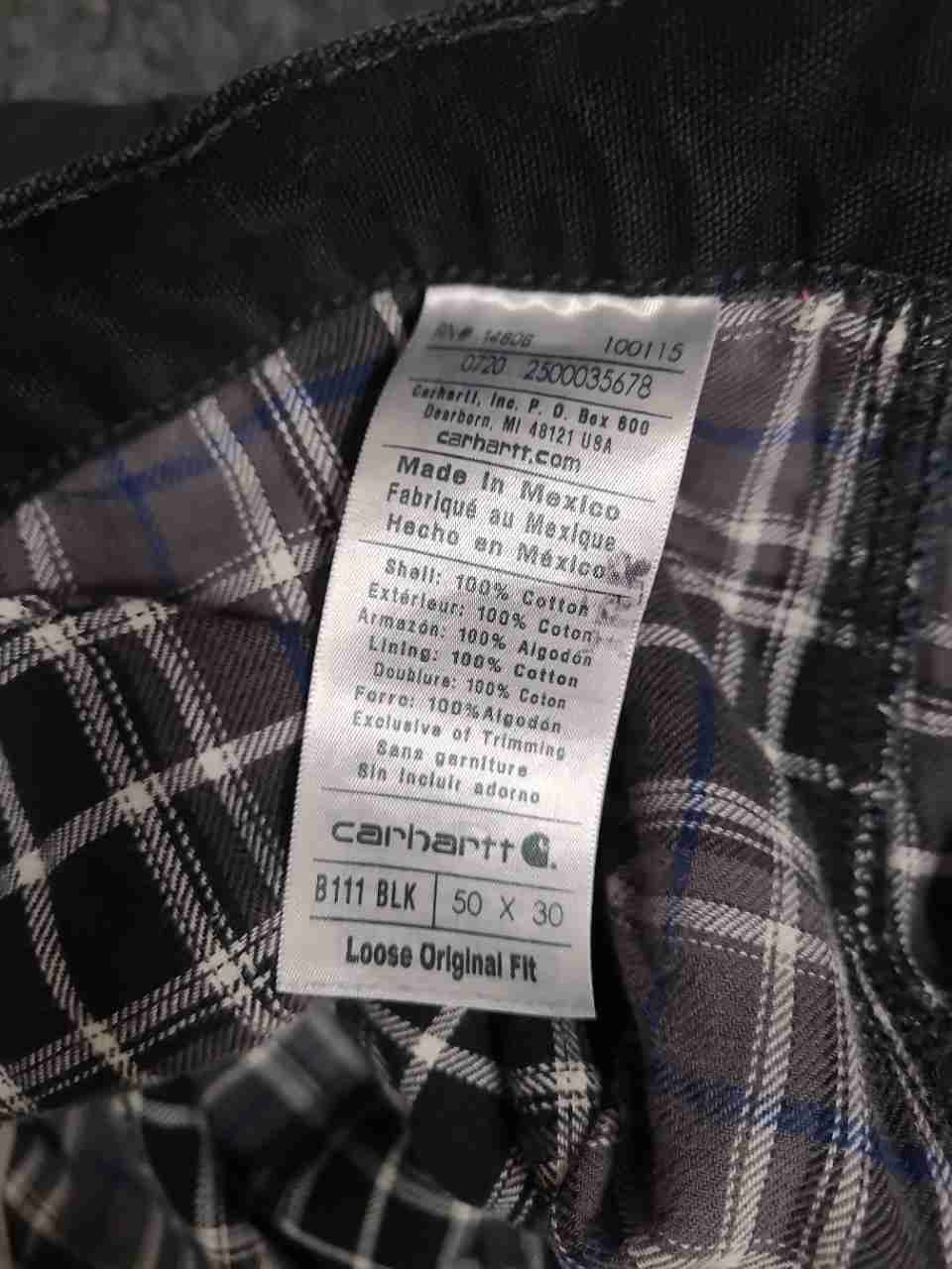 Carhartt Men's Black B111 Loose Original Fit Flannel Lined Work Pants 50x30
