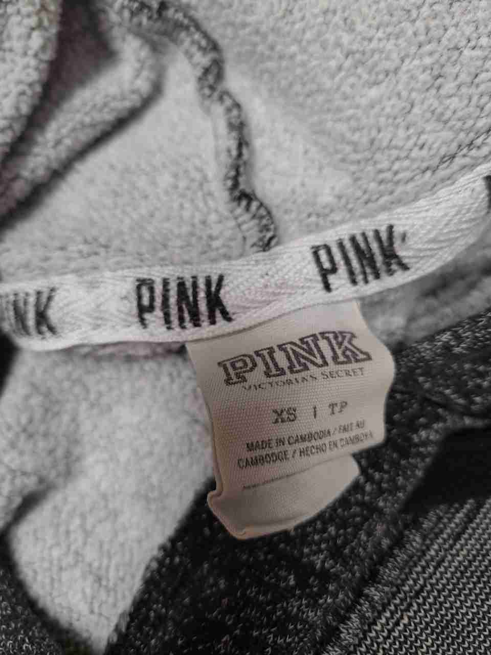 Victoria's Secret PINK Women's Gray Heart Graphic Pullover Hoodie Sz XS