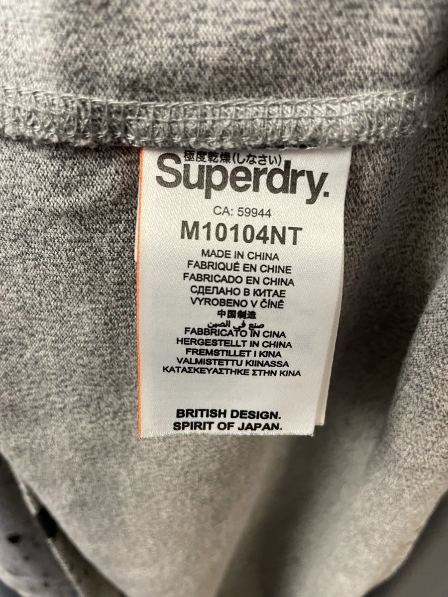 Superdry Men's Grey Graphic T-Shirt Black Paint Splatter Orange Logo Size L