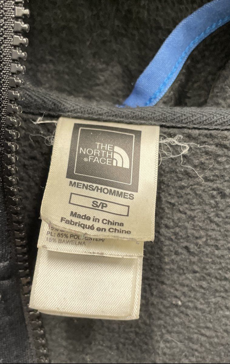 The North Face Men's Black Full Zip Fleece Hoodie Jacket Blue Trim Sz S