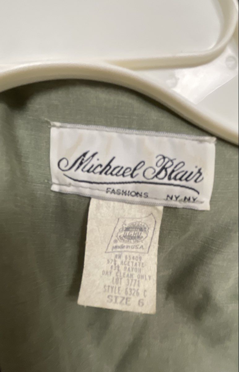 Vintage 80s Michael Blair Women's Sage Green Double Breasted Pant Set Sz 6