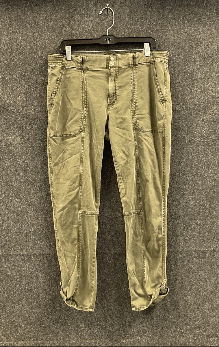 White House Black Market Women's The Straight Crop Pants Olive Green Sz Medium