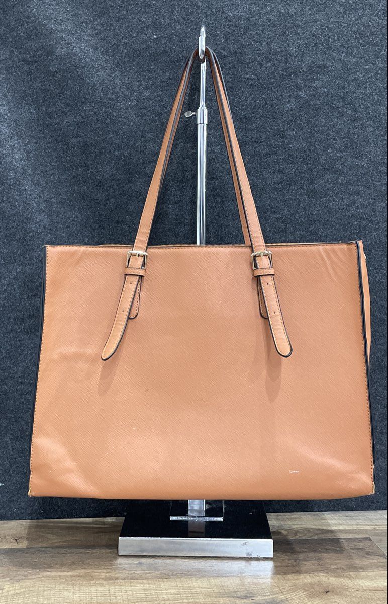 Unbranded Brown Leather Laptop Bag Large Tote Briefcase Gold Hardware