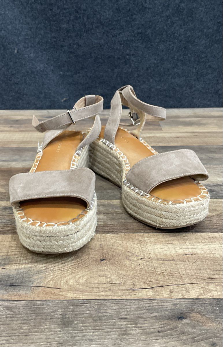 Kelly & Katie Taupe Ankle Strap Espadrille Wedge Sandals Women's Size 7.5 M