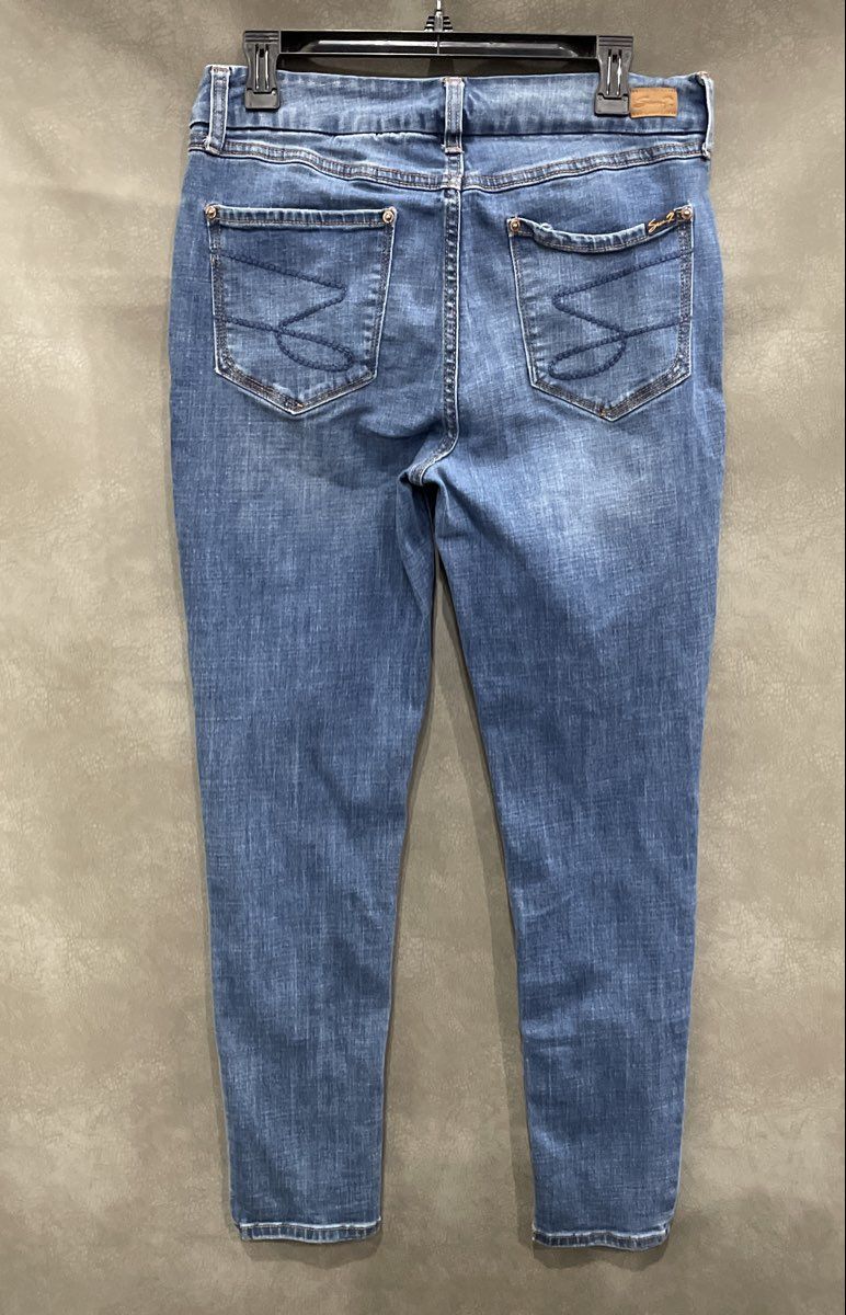 Seven7 Women's Medium Wash Blue Stretch Denim Skinny Jeans Size 12