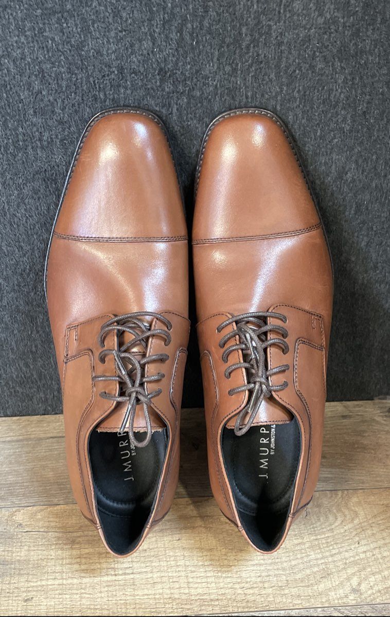 J. Murphy by Johnston & Murphy Tan Leather Cap Toe Derby Shoes Size 11.5 M