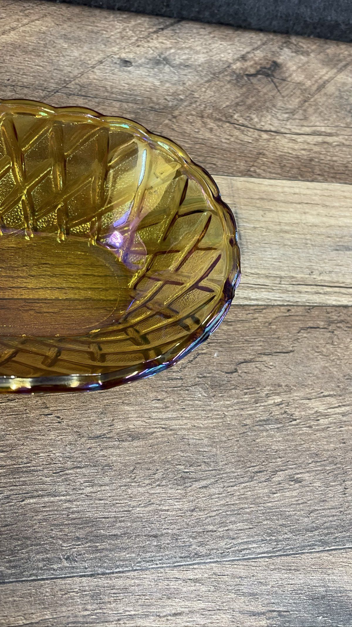 Vintage Style Amber Carnival Glass Dish