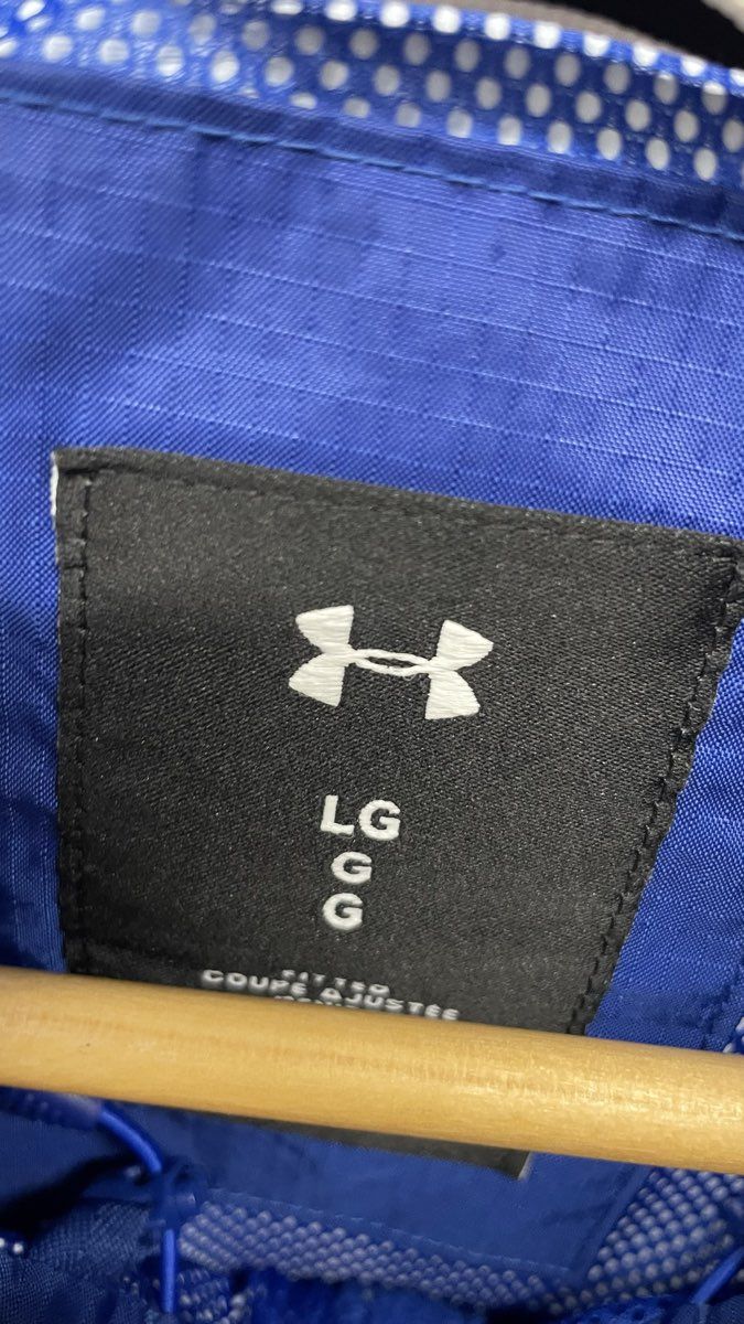 Under Armour Men's Blue Ripstop Lightweight Hooded Windbreaker Jacket Sz L