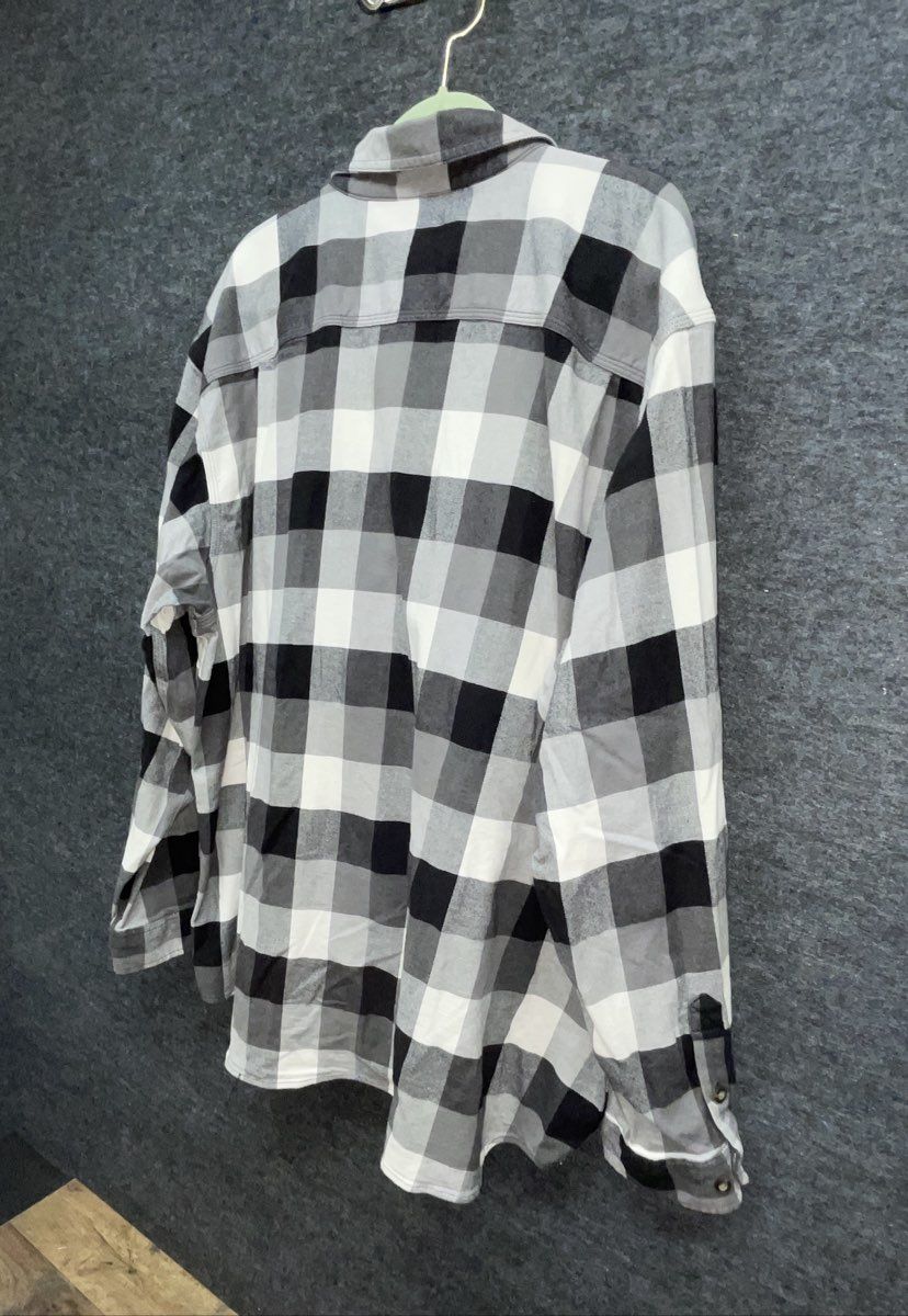 Carhartt Men's Relaxed Fit Long Sleeve Plaid Button Front Shirt Gray Black 3XL