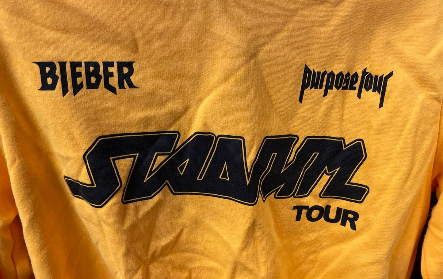 H&M Divided Justin Bieber Purpose Stadium Tour Pullover Hoodie Yellow Sz S