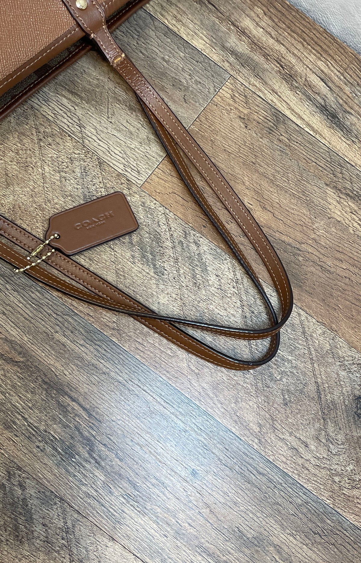Coach Brown Pebbled Leather City Tote Bag Gold Hardware