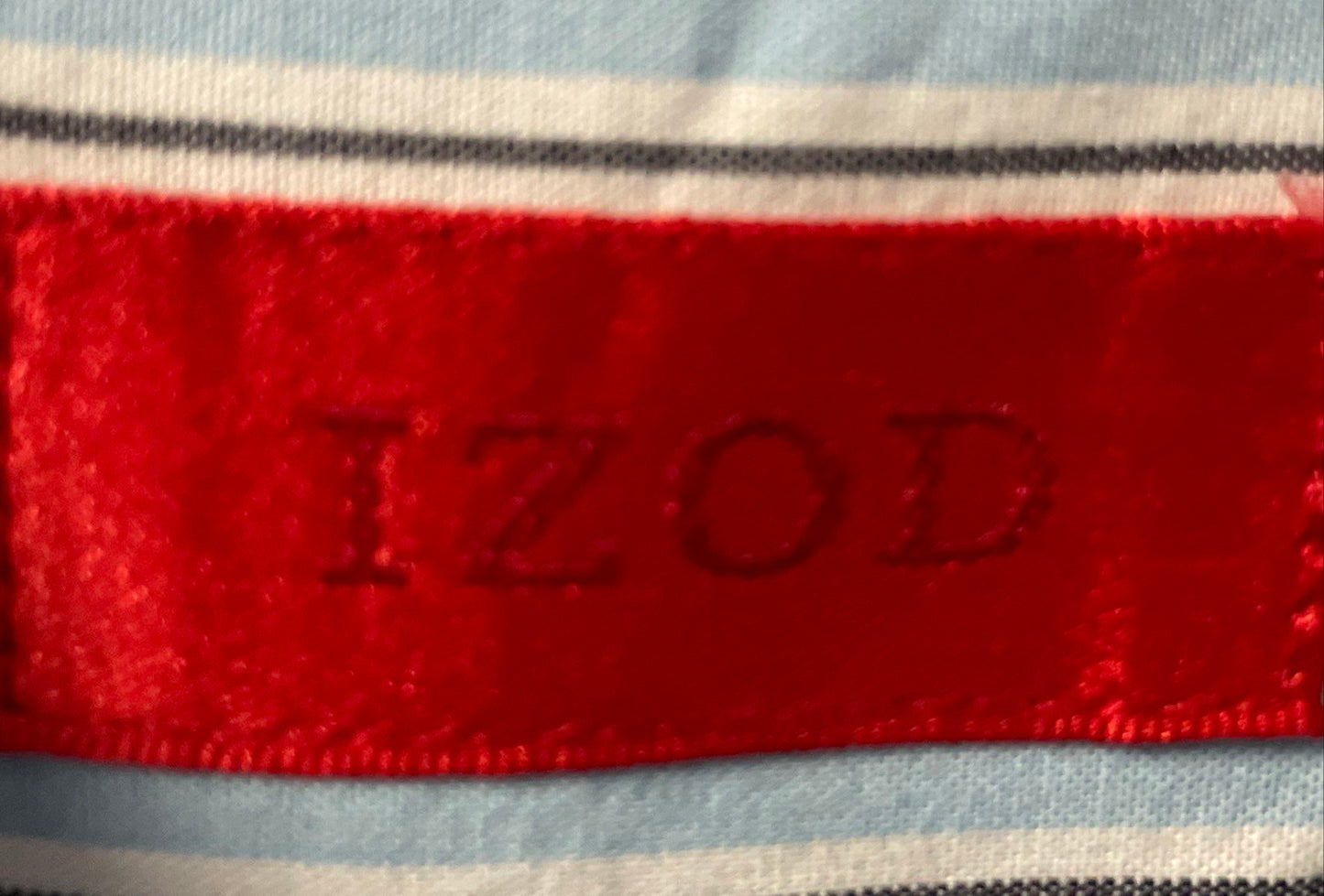 IZOD Men's Blue White Striped Cotton Short Sleeve Button Up Shirt Size L