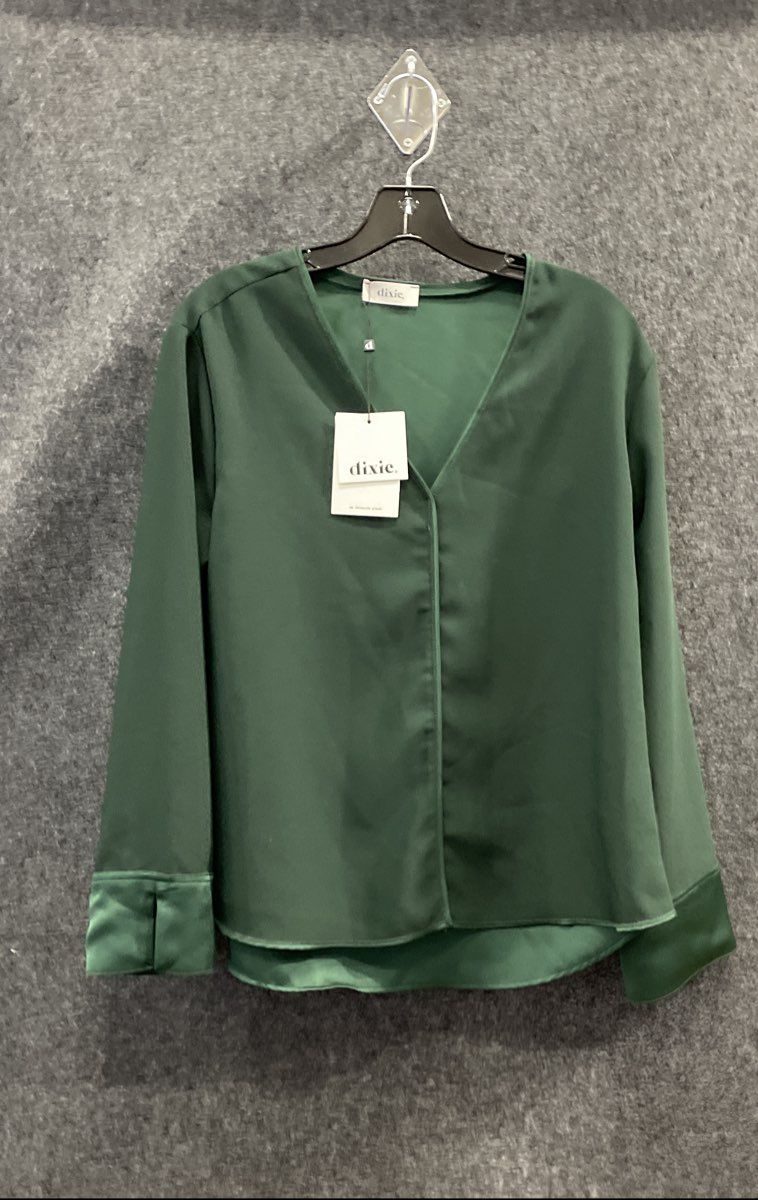 Dixie Women's Dark Green Verdone V-Neck Long Sleeve Blouse Size S NWT