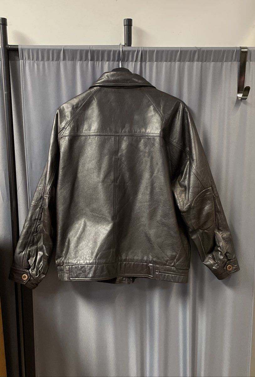 Vintage 80s London Fog Black Leather Bomber Blouson Jacket Sz 40 Reg