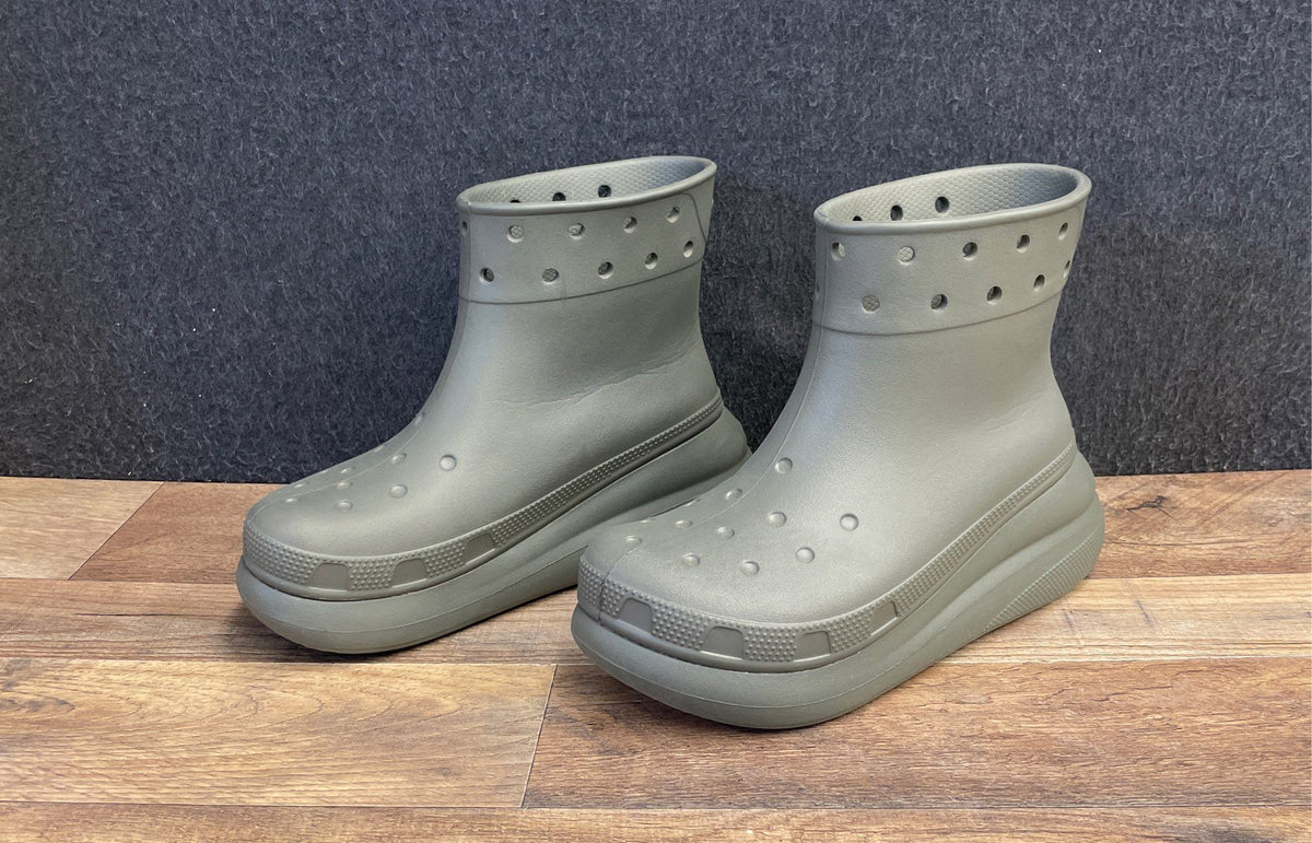 Crocs Classic Crush Boot Army Green Platform Rain Boots Women's 8 Men's 6