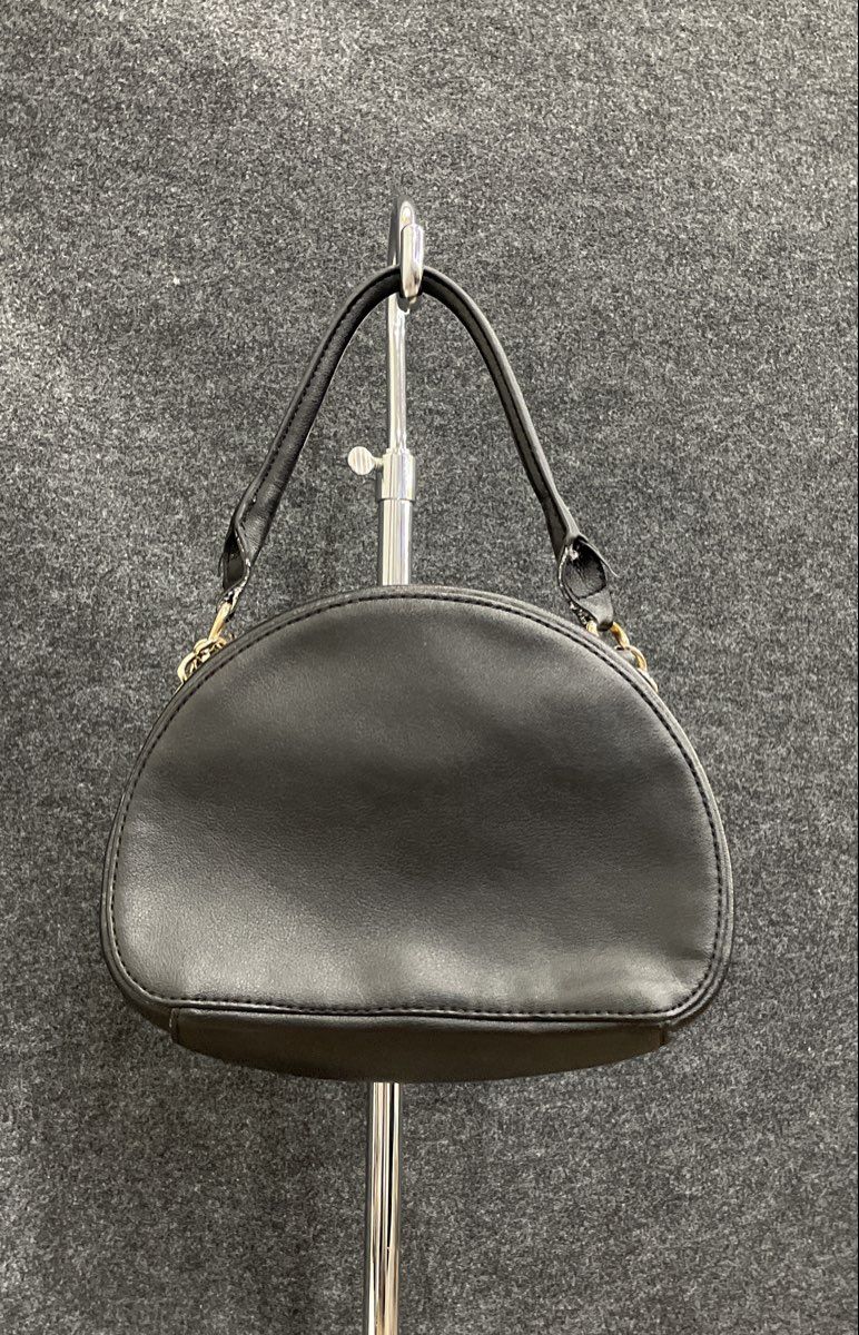 Juicy Couture Black Leather Quilted Heart Mini Dome Top Handle Purse Gold Tone
