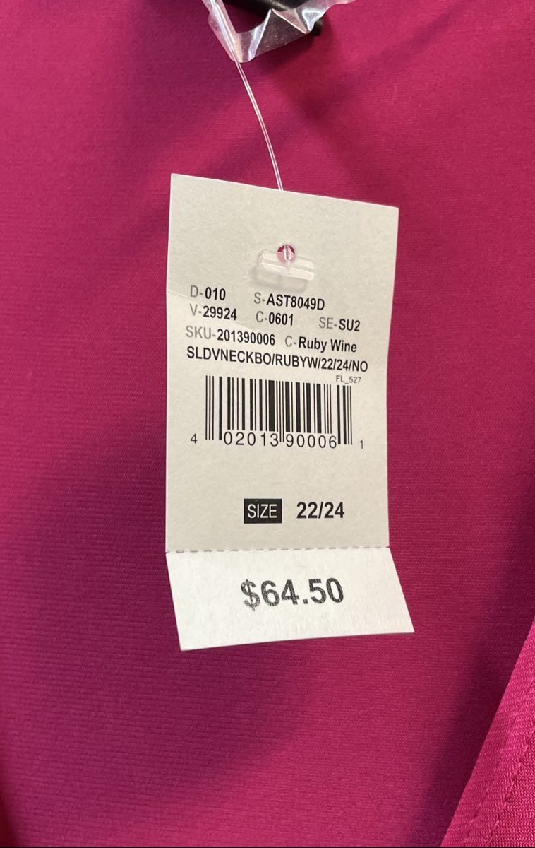 Ashley Stewart Women's Pink Ruby Wine V-Neck Ruched Maxi Dress Sz 22/24 NWT