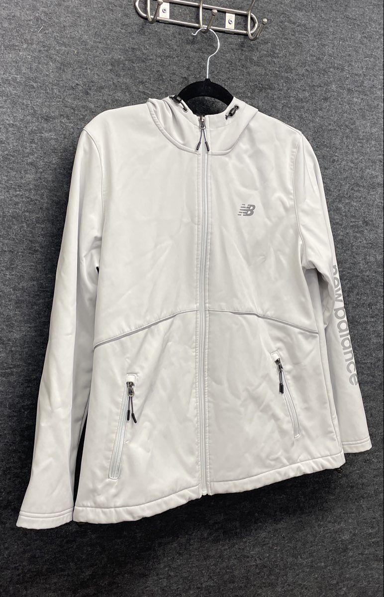 New Balance Women's Gray Softshell Hooded Full Zip Active Jacket Sz XL