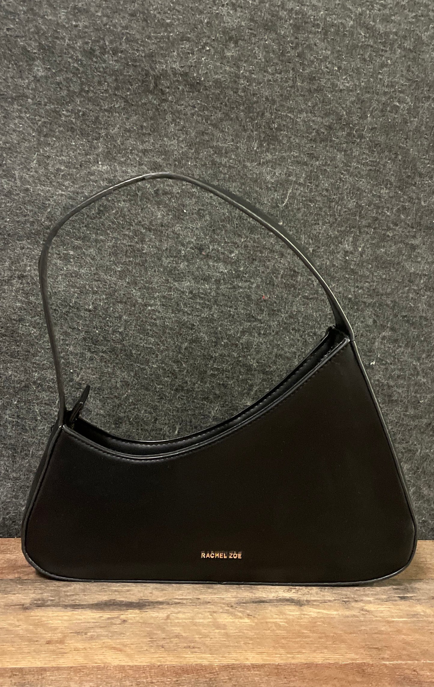 Rachel Zoe Black Asymmetrical Shoulder Bag Gold Hardware Hobo Purse