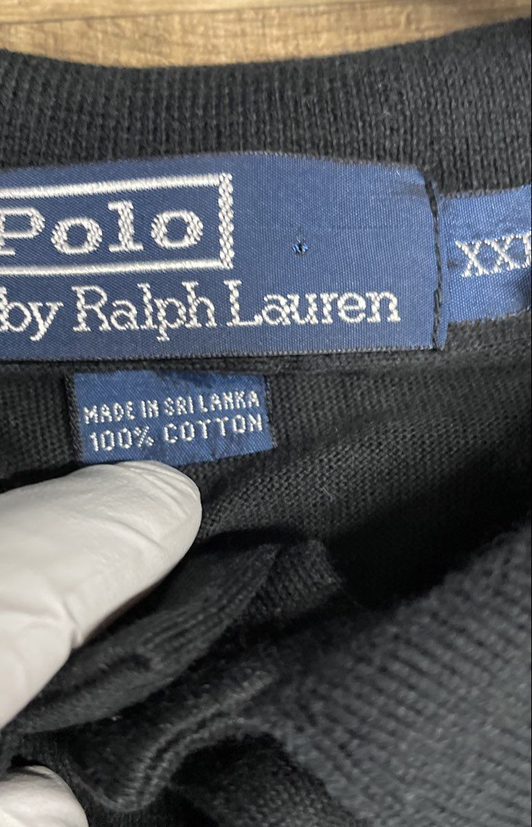 Vintage Polo Ralph Lauren Men's Black Long Sleeve Cotton Polo Shirt Sz XXL