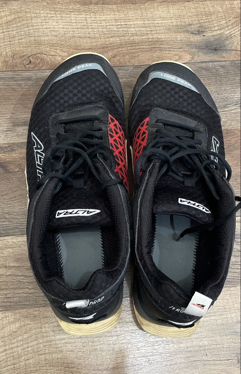 Altra Lone Peak 2.0 Black Red Trail Running Shoes Men's Size 13
